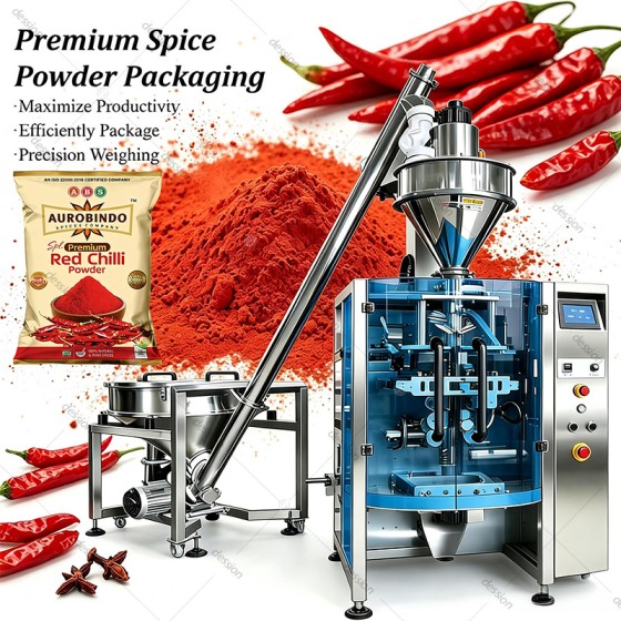 VFFS Automatic Spice Seasoning Powder Pouch Packing Machine Chicken Flavoured Seasoning Curry Chili Powder Bag Packing Machine